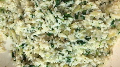 ризотто со шпинатом и козьим сыром