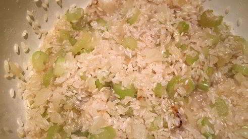 ризотто со шпинатом и козьим сыром