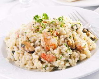 Ризотто в креветками и мидиями