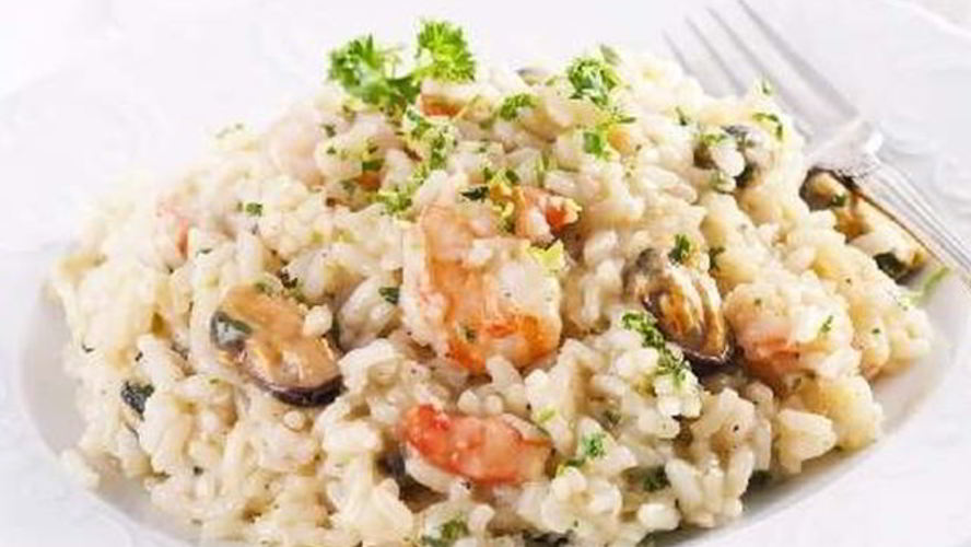 Рецепт ризотто в креветками и мидиями