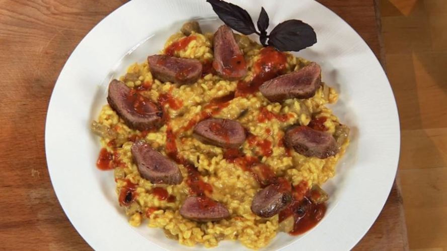 Рецепт утиного филе с банановым ризотто