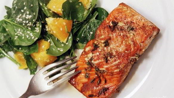 Рецепт Лосося со шпинатом под соусом Терияки