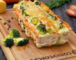 Рыба с овощами в сырном соусе