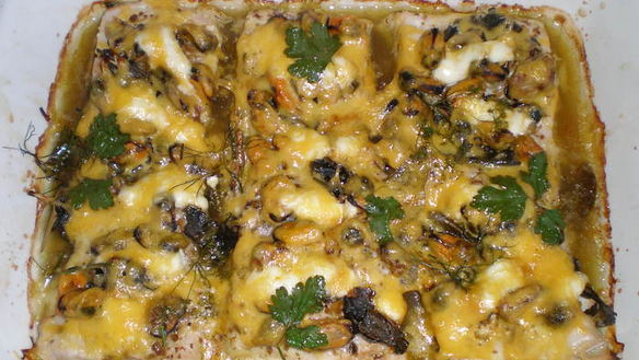 Рецепт Рыбы, запеченной с мидиями