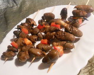Шашлычки из куриных сердечек