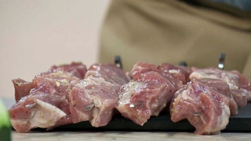 шашлычки терияки из свинины с овощами по-корейски