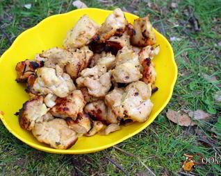 Шашлык из куриного филе, маринованного в сыворотке