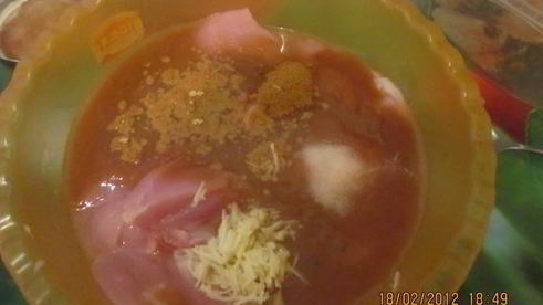 шашлык из куриных грудок с соусом из киви и меда