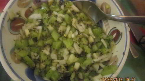 шашлык из куриных грудок с соусом из киви и меда