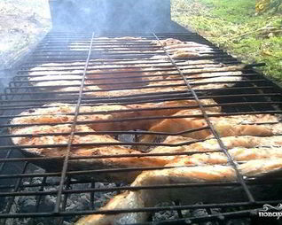 Шашлык из рыбы на костре