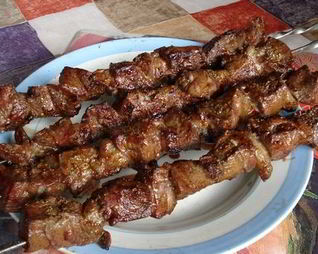 Шашлык из свежей говяжьей печени