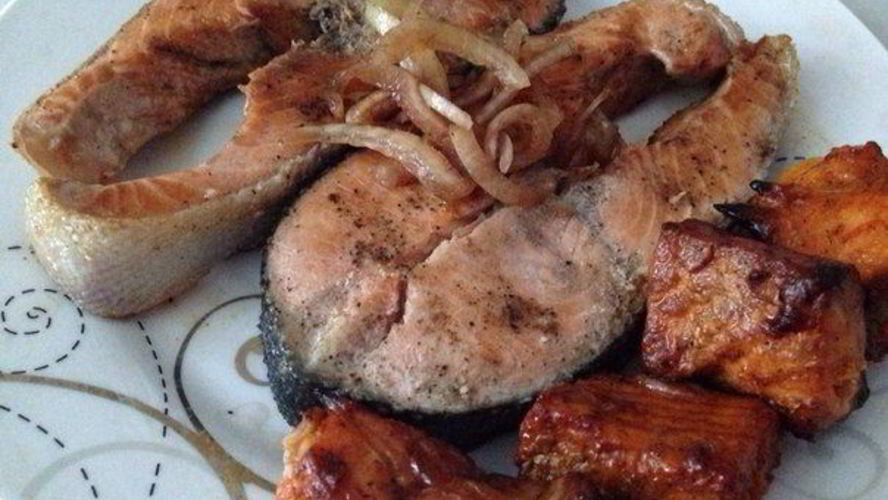 Рецепт рыбных стейков и шашлык из семги