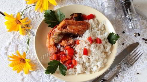 стейки из сома с рисом в мультиварке