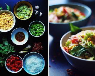 Стеклянная лапша с имбирным соусом