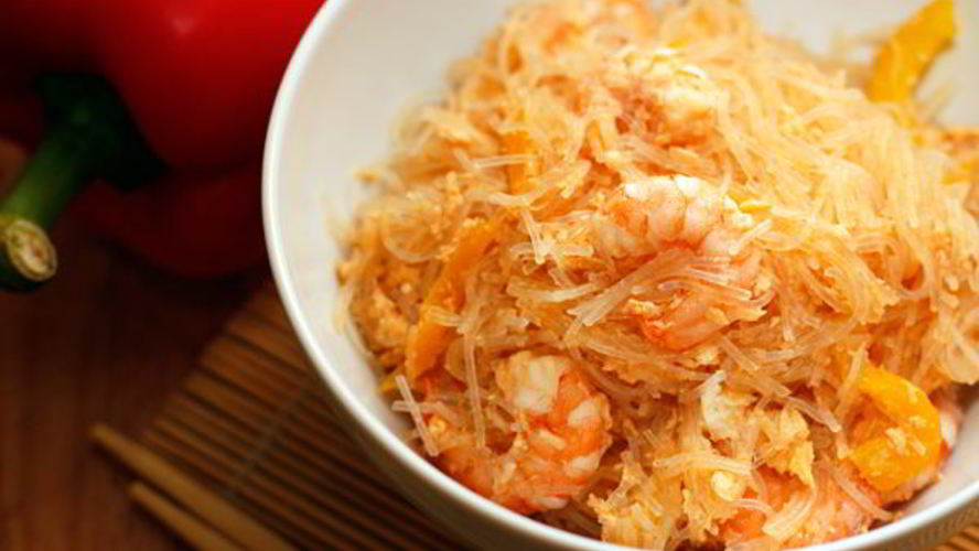 Рецепт стеклянной лапши с креветками