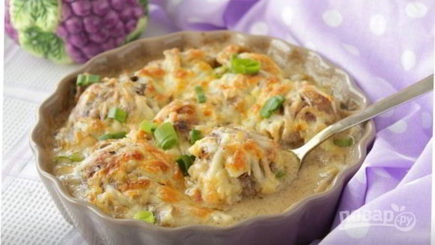 Рецепт тефтелей под грибным соусом