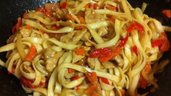 Рецепт Яичной китайской лапши вок со свининой