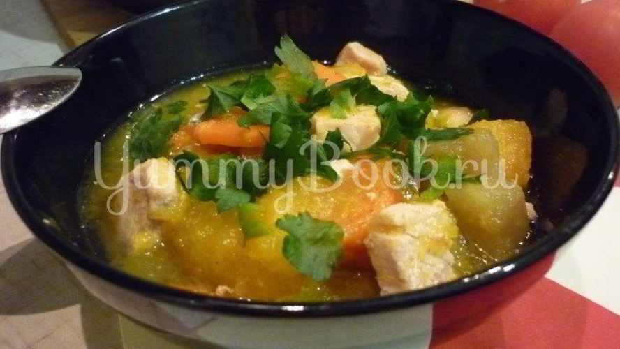 Рецепт легкого жаркого с тыквой и индейкой