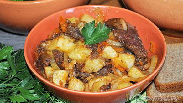 Рецепт Жаркого из печени в горшочках