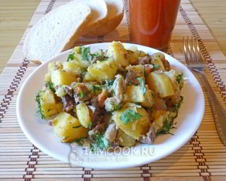 Жаркое с грибами и печенью