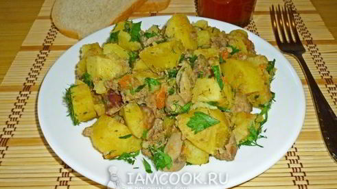 жаркое с грибами и печенью