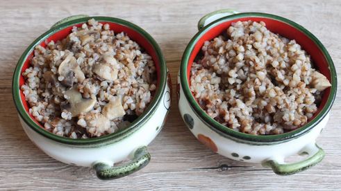 гречка с грибами и луком в мультиварке