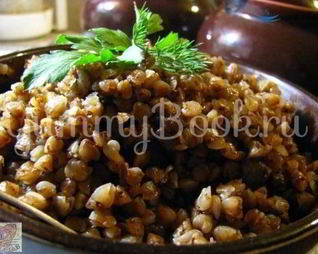 Гречка с куриными сердечками