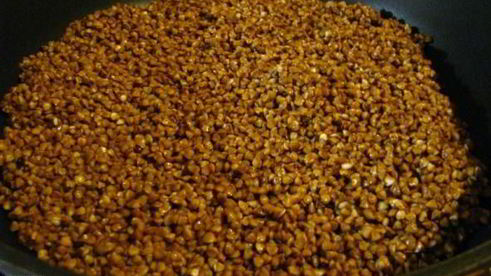 гречка с куриными сердечками