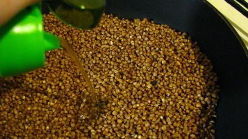 гречка с куриными сердечками