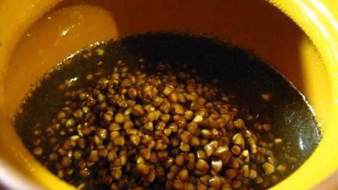 гречка с куриными сердечками