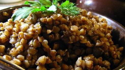 гречка с куриными сердечками