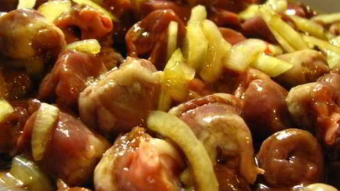 гречка с куриными сердечками