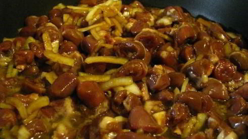 гречка с куриными сердечками