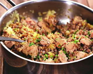 Гречка с лососем