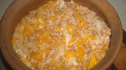 гречка со свининой в махотке