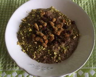 Льняная каша с шелковицей на апельсиновом соке