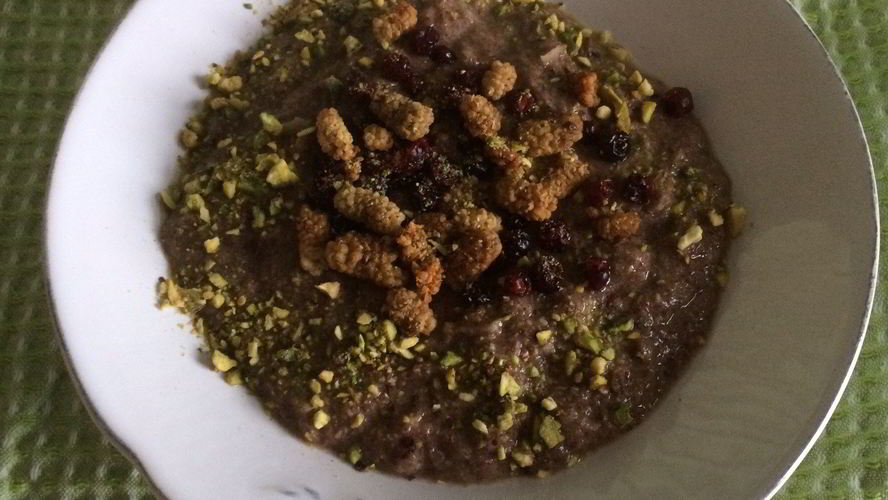 Рецепт льняной каши с шелковицей на апельсиновом соке