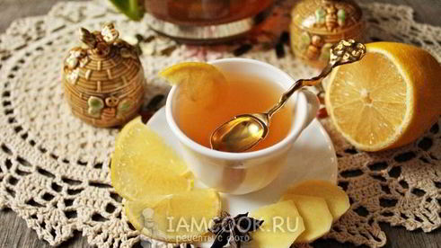 чай имбирный с лимоном и медом