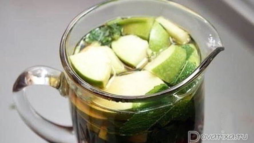 Рецепт холодного чая с яблоком и мятой