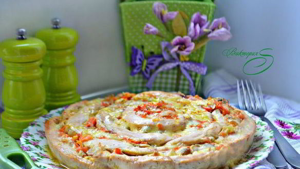 Рецепт Куриных грудок, запеченных с грибами Роза чайная