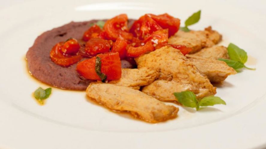 Рецепт курицы с чайным соусом и пюре из фасоли