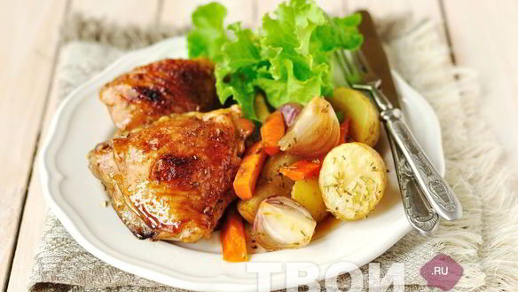 Рецепт Курицы в кофейной глазури, запеченная с овощами