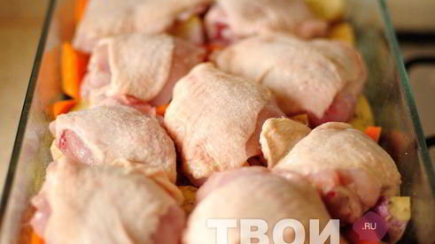 курица в кофейной глазури, запеченная с овощами