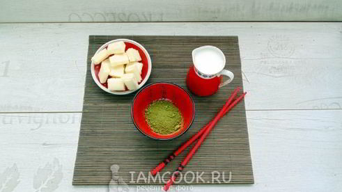 латте с чаем маття и белым шоколадом