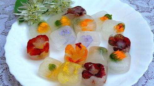 напиток из календулы с цветочным льдом