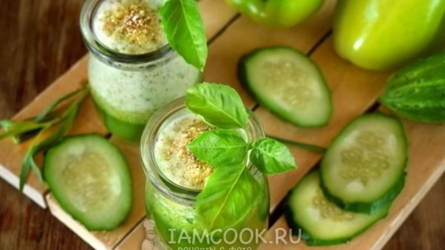 Рецепт зеленого коктейля с огурцом и перцем