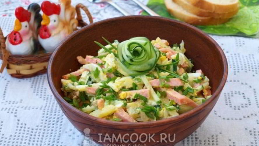 Рецепт картофельного салата с колбасой