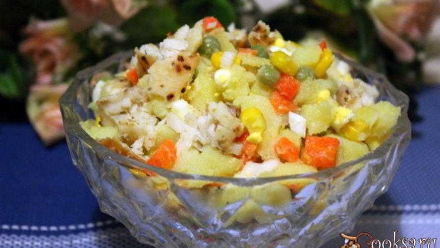 Рецепт картофельного салата с жареного тилапиея