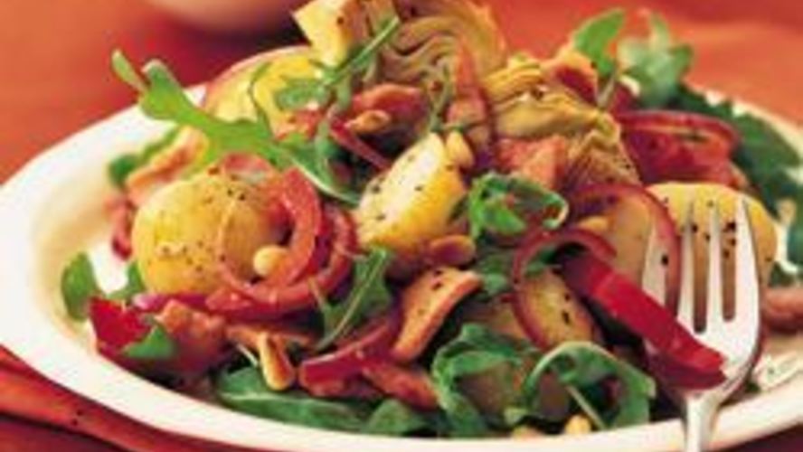 Рецепт теплого картофельного салата с артишоками