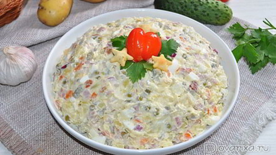 Рецепт оливье с копченым мясом